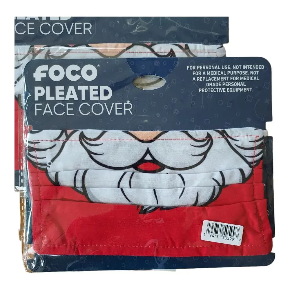 Santa Beard Pleated Face Cover Mask SET (4) Christmas Holiday NWT